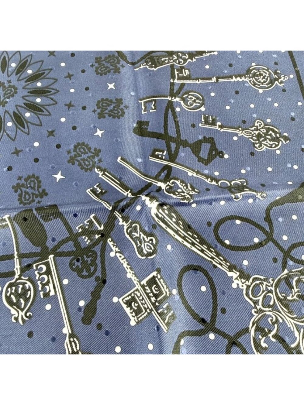 Hermes Scarf Carre 55 les Cles Bandana les Key Silk Navy - Picture 4 of 5